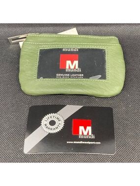 New with tags Mindi leather flap coin purse in Alpine green